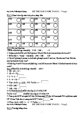Bộ đề thi Violympic Toán lớp 3 - Vòng 1 đến 19 - Trần Mạnh Cường